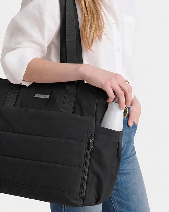 NISHEL Travel Puffy Tote Bag For Women, Ultra-Lightweight Large Tote Purse For Office Day And a Short Weekend Getaway