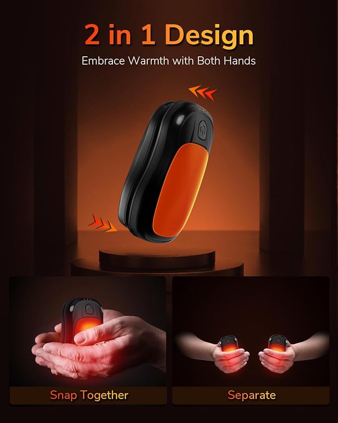 Hand Warmers Rechargeable 2 Pack, MKG Electric Hand Warmer, 24Hrs Long Lasting Reusable HandWarmers with 3 Levels Quick Heat, Portable Pocket Heater for Camping, Hunting, Golf, Women Wen Winter Gift