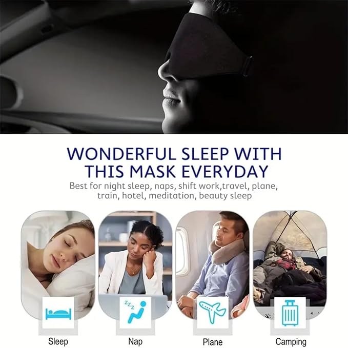 100% 6A Mulberry Silk Sleep Mask for Women & Men – Soft Breathable Eye Mask for Sleep, Blackout Design for Migraine Relief & Puffy Eyes – Perfect for Travel, Office, Airplane – Eye Care Gift