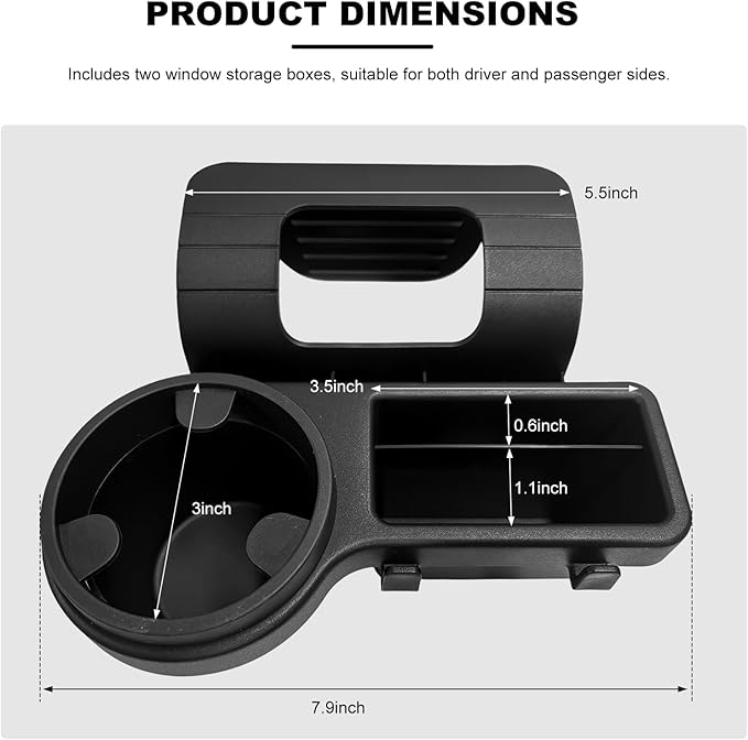 2 PCS Car Window Multifunctional Storage Organizer, Vehicle Door Side Hanging Storage Rack with Cup Holder, Auto Window Mount Organizer for Cell Phone Earphone Key Water Cup