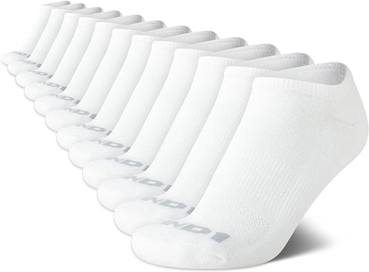 AND1 Mens No Show Socks - 12 Pack Performance Stretch Athletic Compression Socks for Men - Sports Low Cut Socks (6-12.5)
