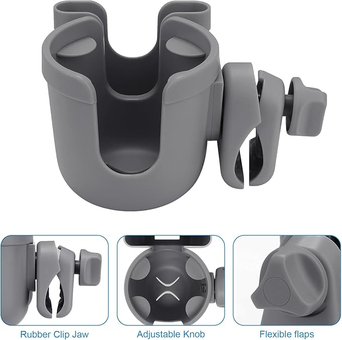Accmor Stroller Cup Holder with Phone Holder, Bike Cup Holder, Universal Cup Holder for Uppababy Nuna Doona Strollers, 2-in-1 Cup Holder for Walker, Wheelchair, Scooter