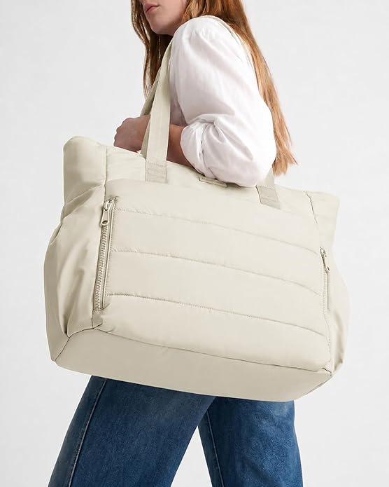 NISHEL Travel Puffy Tote Bag For Women, Ultra-Lightweight Large Tote Purse For Office Day And a Short Weekend Getaway