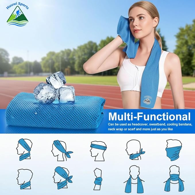 Cooling Towel 4 Pack, 40"x12" Ice Towel for Instant Relief, Microfiber Chilly Towel for Sports, Gym, Running, Yoga, Golf, Camping, Fitness (Mix A)