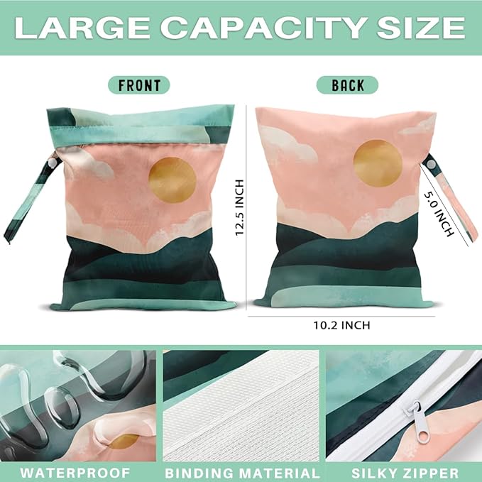 Wet Dry Bags for Diaper Waterproof Swimsuit Washable Reusable Bag for Beach Diapers Dirty Yoga Gym Clothes Plant Gifts for Women Friend