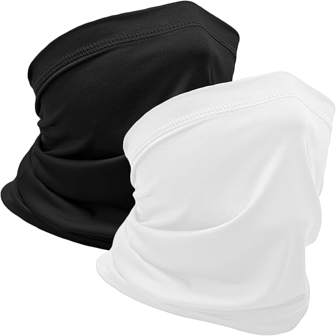 WOXVM 2 Packs Neck Gaiter Face Mask Scarf Gator Sun Cooling Balaclava Bandana Cover UV Protection Headwear for Men Women