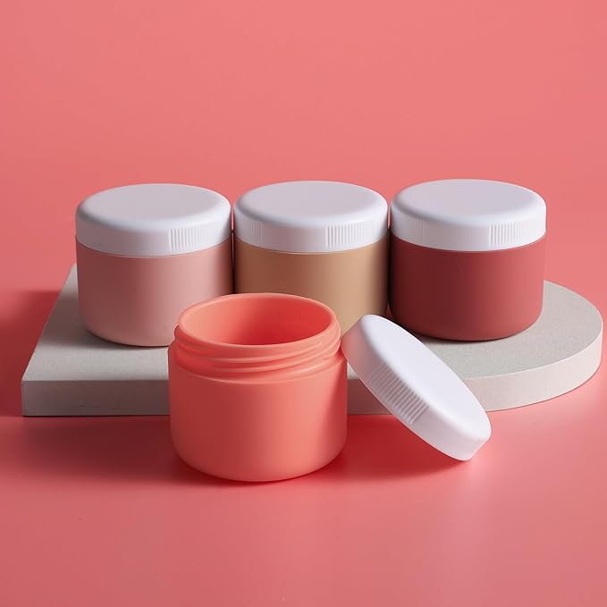 Kuangre Travel Containers for Toiletries, Silicone Cream Jars BPA-Free, Leak-proof 1.35oz Travel Size Containers, Portable Size Silicone Jars with Lid for Cosmetic Face Hand Body Cream (4 Pack)
