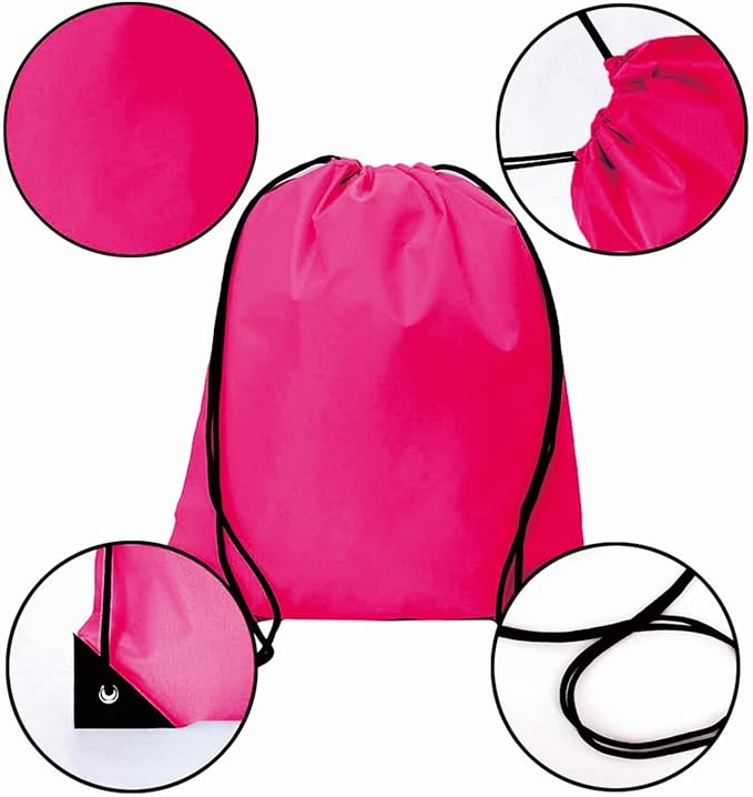 CODOBON 20 Pack Bulk Drawstring Backpacks Fuchsia, 16.5"X13.3" Cinch Bags, Can Hold 14 Inch PC, Lightweight Travel Storage & Gift Bags for Outdoor Sports