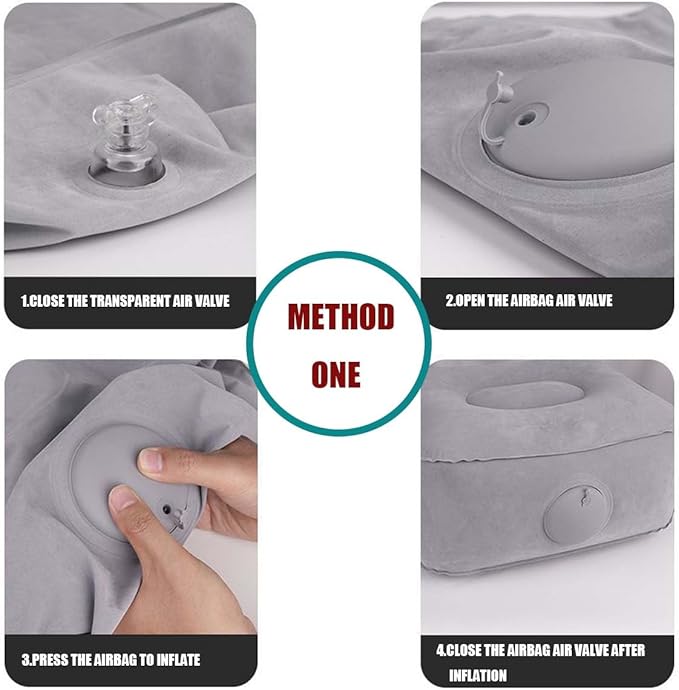 Car Foot Rest Pillow Leg Support Pad Cushion Inflatable Portable Under Seat Foot Rest for Kids Road Travel Rear Front Passager Seat Airplane Flying Long Air Plane Flight Train Traveling Truck