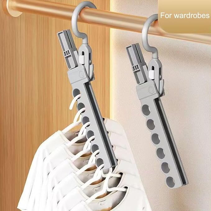 Folding Clothes Hanger Drying Rack,Travel Essentials for Laundry,Portable and Collapsible with Hook,Essentials for Cruise,Vacation,Camping,RV,Road Trip,Hotel,Business Travel, Student Apartment (Grey)