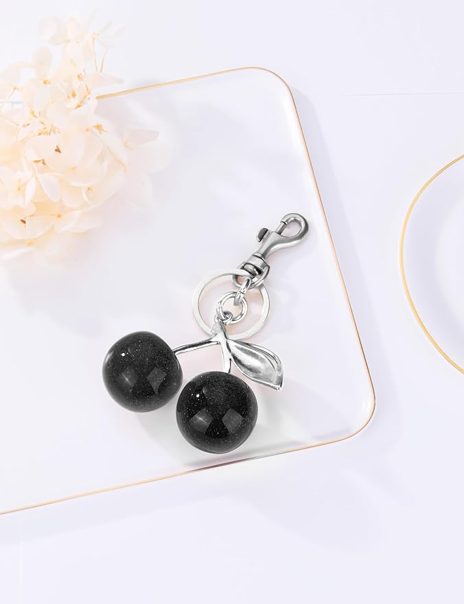 OVRUNS Cherry Bag Charm Cute Cherry Accessories Sparkling Purse Charms for Women