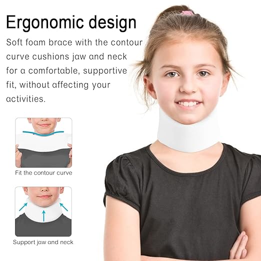 Kids Neck Brace for Neck Pain and Support, Soft Foam Cervical Collar Adjustable Youth Neck Support for Childrens Whiplash and Childs Torticollis Neck Stabilizer
