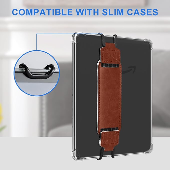 HoYiXi Universal Soft Hand Strap for 6-7 Inch eReader Tablet, Compatible with Kobo/Pocketbook/Tolino/Paperwhite/Nook, High Elasticity Hand Strap for Tablet, Brown