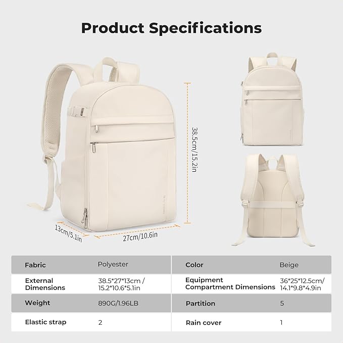 K&F CONCEPT Camera Bag Backpack, Professional DSLR/SLR/Mirrorless Camera Backpack, Photography Camera Case with Tripod Holder & Rain Cover Compatible with Canon/Sony/Nikon/FUJIFILM