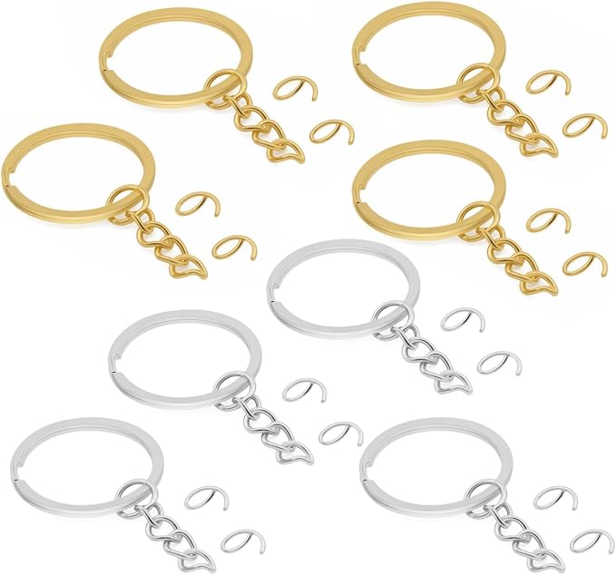 50Pcs Keychain Key Ring with Chain Bulk Split Key Chain,1.1 Inch Key Chains Parts with Open Jump Ring Connector for Jewelry Making Crafts (Mixed Colors)