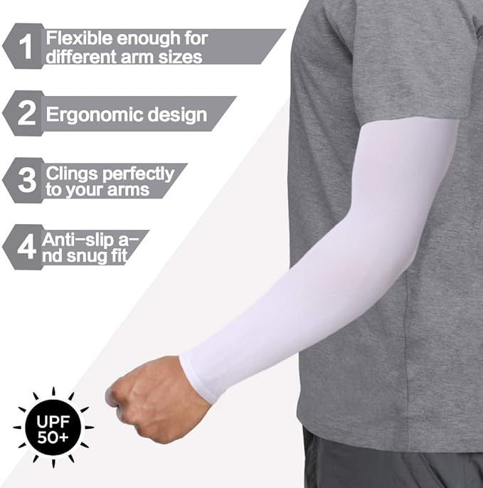 4-Pairs Arm Sleeves for Men and Women - Tattoo Cover Up - Cooling Sports Sleeve for Basketball Golf Football