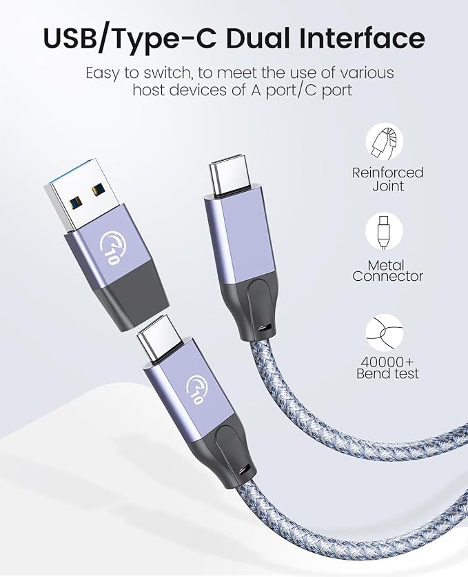 ORICO 7-Port USB 3.2 Gen2 Hub, Powered USB 3.2 Hub with 4 USB-A, 2 USB-C, PD 60W, 72W Power Adapter, 10Gbps Aluminium USB-Splitter with 1.64Ft USB-C to USB-A/C Cable for iMac, MacBooks, Mac mini