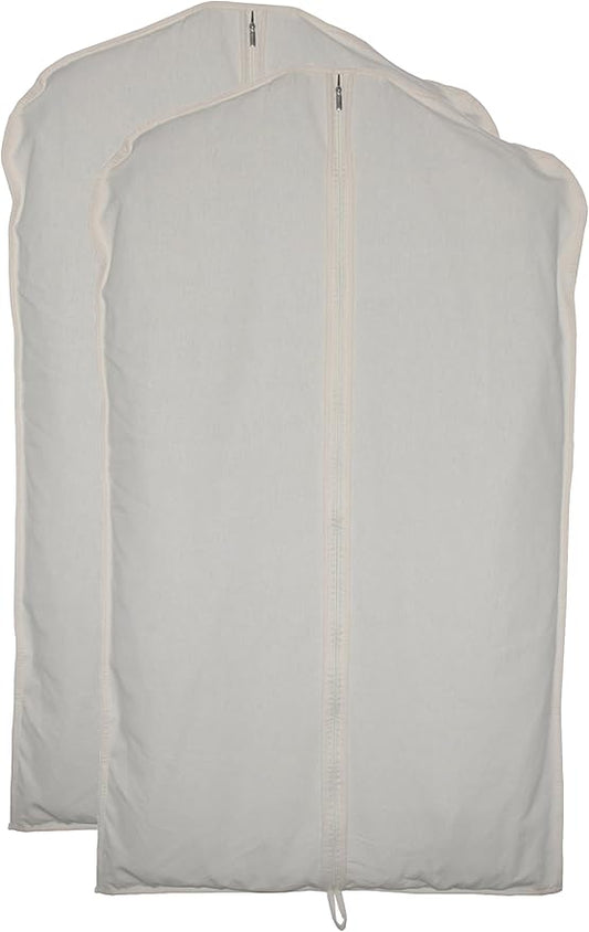 100% cotton canvas garment bags for closet storage and travel suit bags for clothes, coats, jackets, shirts, dresses suit garment cover for hanging clothes storage (24''x59''(2set))