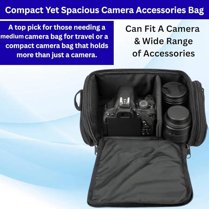 eCostConnection Medium Camera Bag Case – Soft Padded Camera Equipment Bag for DSLR & Mirrorless Cameras, Fits Nikon Canon Sony, Protective Shoulder Carry Bag