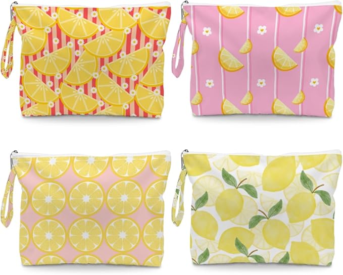 Fokongna 4 Pack Waterproof Reusable Wet Bag, Leakproof Zipper Dry Wet Pouch for Swimming Beach Yoga Gym Travel Toiletry Cosmetic Laundry Storage
