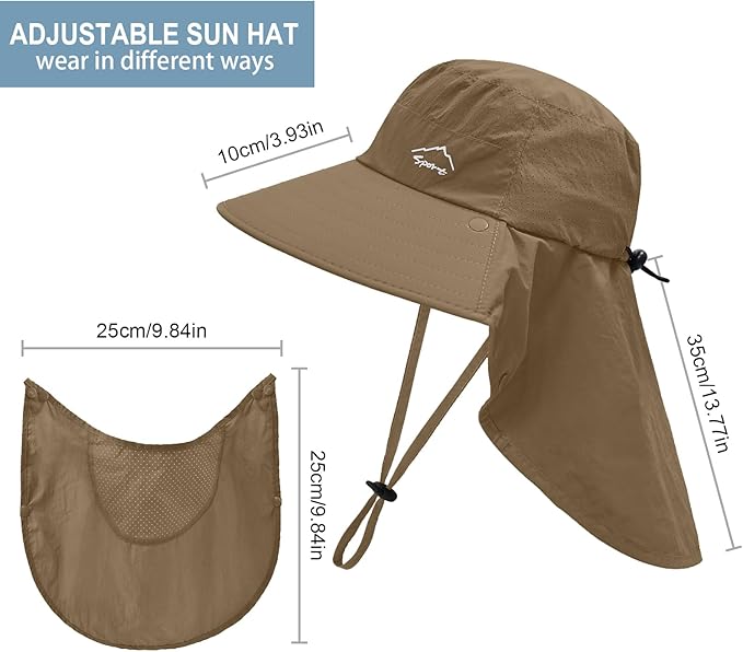 Sun Hat for Men Women with Neck Flap,UPF 50+ UV Protective Hiking Fishing Hats,Wide Brim Sun Hat for Women&Men