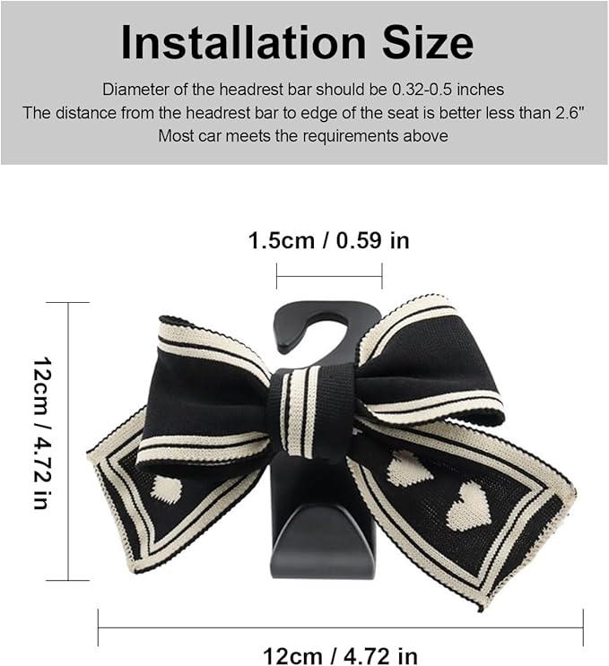 2 Pack Car Purse Hooks, Cute Bow Car Seat Headrest Hook Hanger for Purses and Bags, Space-Saving Car Accessory (Flower)