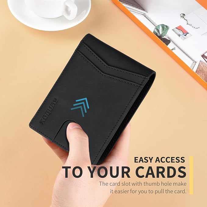 RUNBOX Wallet for Men -Slim Rfid Leather Mens Bifold Novelty Wallets 2 ID Window With Gift Box Men's Accessories | Slim