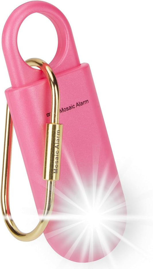 130dB Personal Safety Alarm Ultra Bright Strobe Light Loud Sound Keychain Siren with Carabiner for Women, School Children, Night Runners. Hiking Alarm Bear Deterrent. SOS Emergency Alerts. Hot Pink