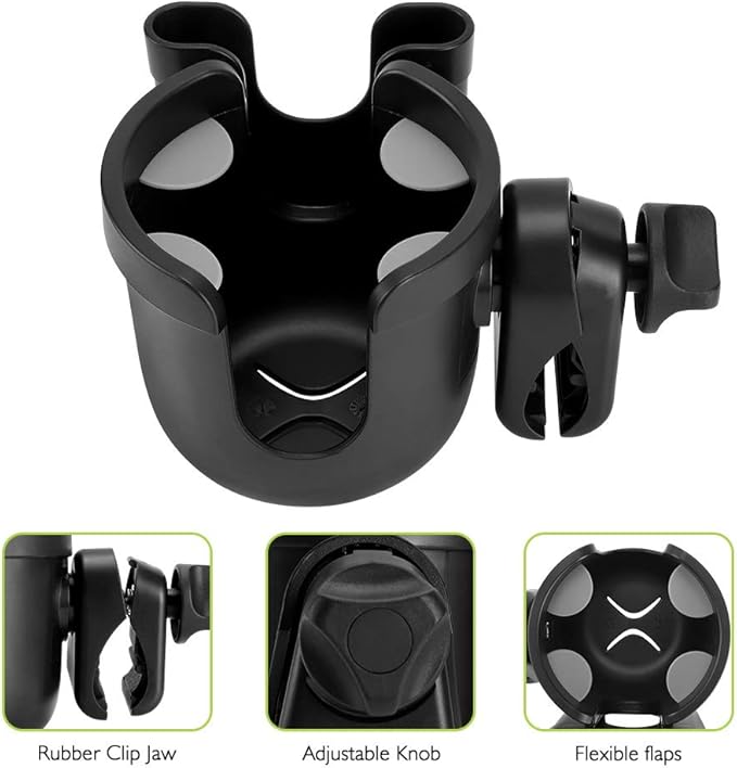 Accmor Stroller Cup Holder with Phone Holder, Bike Cup Holder, Universal Cup Holder for Uppababy Nuna Doona Strollers, 2-in-1 Cup Holder for Walker, Wheelchair, Scooter