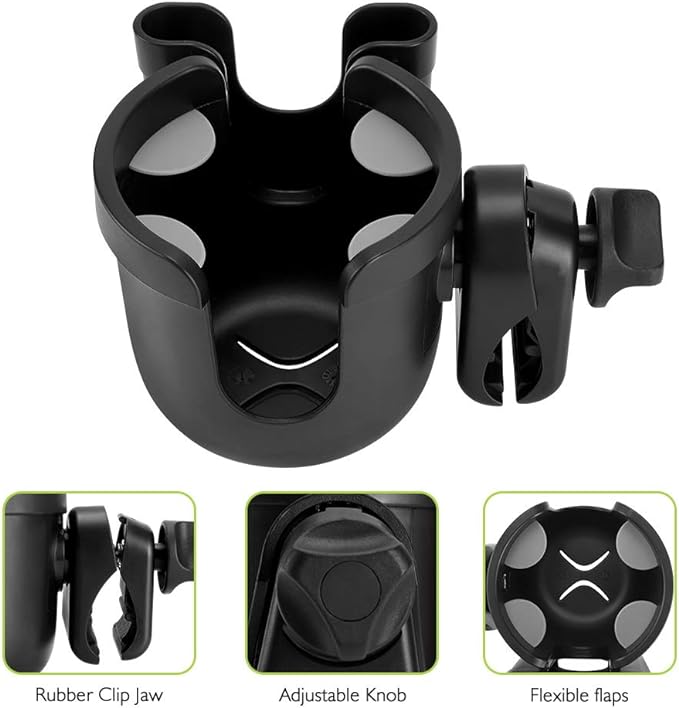 Accmor Stroller Cup Holder with Phone Holder, Bike Cup Holder, Universal Cup Holder for Uppababy Nuna Doona Strollers, 2-in-1 Cup Holder for Walker, Wheelchair, Scooter