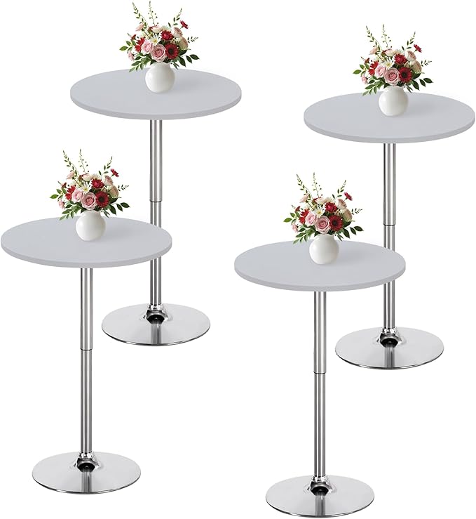 Wolkemer 4 Pack 2 Foot Silver Fitted Tablecloth 24 Inch Round Elastic Edges Table Cloth, Spandex Stretch Table Cover with Machine Washable Fabric for Wedding Party Picnic Dining Indoor Outdoor