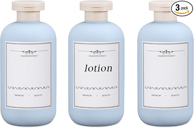 6.8oz Travel Bottles for Toiletries, Empty Plastic Squeeze Bottles with Flip Cap, Lotion Container for Toiletries Travel Size Shampoo and Conditioner (3 pack, bule)