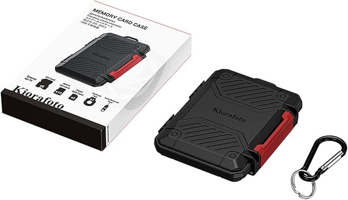 22 Slots SD MicroSD Memory Card Case, IP67 Waterproof Anti-Shock Memory Card Holder for 8 SD SDHC SDXC Cards, 12 MicroSD TF MSD Cards, 2 Nano SIM Storage Carrying Case - Black