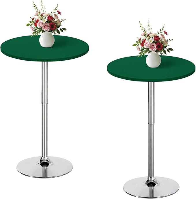 Wolkemer 2 Pack 3 Foot Green Fitted Tablecloth 36 Inch Round Elastic Edges Table Cloth, Spandex Stretch Table Cover with Machine Washable Fabric for Wedding Party Picnic Dining Indoor Outdoor