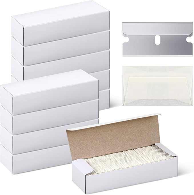Lasnten 1000 Pack Single Edge Razor Blades High Carbon Steel Individually Wrapped 1.5" x 0.75" Replacement Scraper Blades for Removing Paint Labels Stickers & Decals