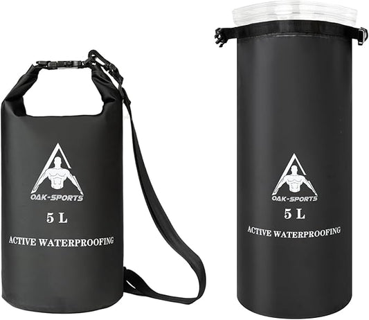 Oak-Sports Dry Bag Waterproof Backpack 5L/10L/20L, Roll Top Lightweight Beach Bag with Double Zipper Seal for Swimming, Kayaking, Hiking, Boating, Adjustable Shoulder Strap