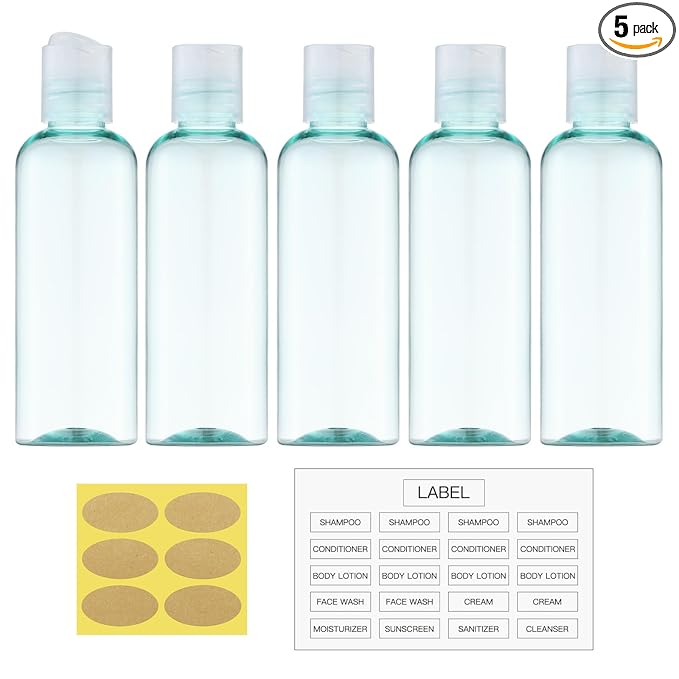 Travel Bottles for Toiletries 3.4 oz - Travel Size Containers for Shampoo Plastic - Small Empty Lotion Squeeze Bottle for Liquid TSA Approved - Leak Proof Mini Conditioner Refillable 100ml