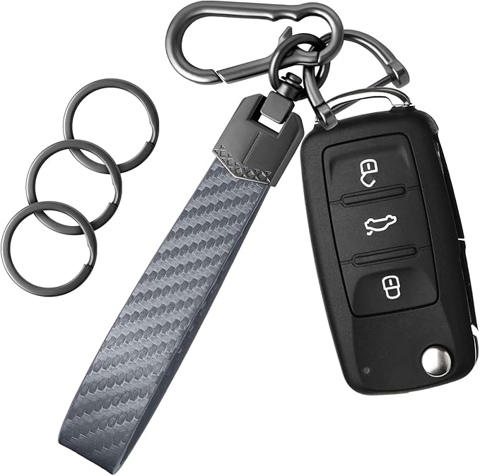 OHKYOOT Leather Car Keychain,Carabiner Clip Key Fob Keychain for Home Car Keys Women Men