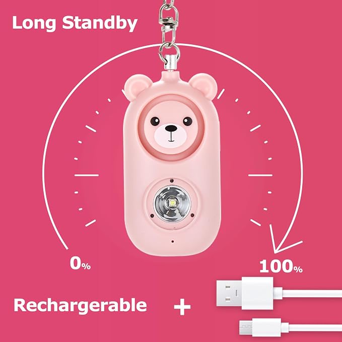 Personal Alarm for Women – 130dB Loud Rechargeable with Led Strobe Light, Self Defense Safety Alarm Keychain for Kids Elderly, Safe Sound Emergency Siren in Danger