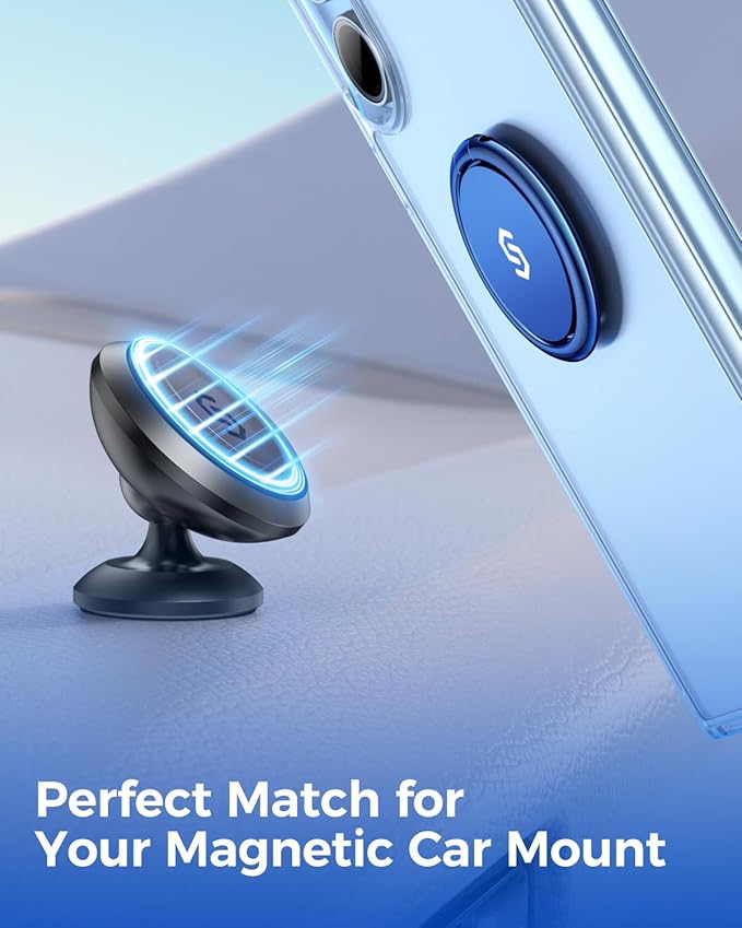 Syncwire Adhesive Phone Ring Holder Stand, 360° Rotation Cell Phone Finger Ring Kickstand, Polished Metal Phone Grip for Smartphones-Deep Sea Titanium Blue