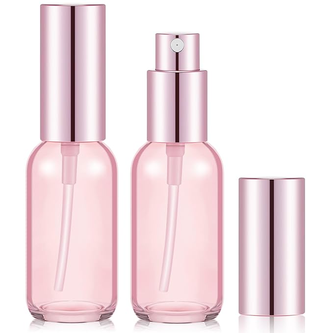 Tessco for you 1 Pcs 30/60/100 ml Glass Spray Bottles Frosted Empty Perfume Bottle Atomizer Refillable Clear Bottle with Fine Mist Sprayer Pump for Room Face Travel Business (Pink,1 oz)