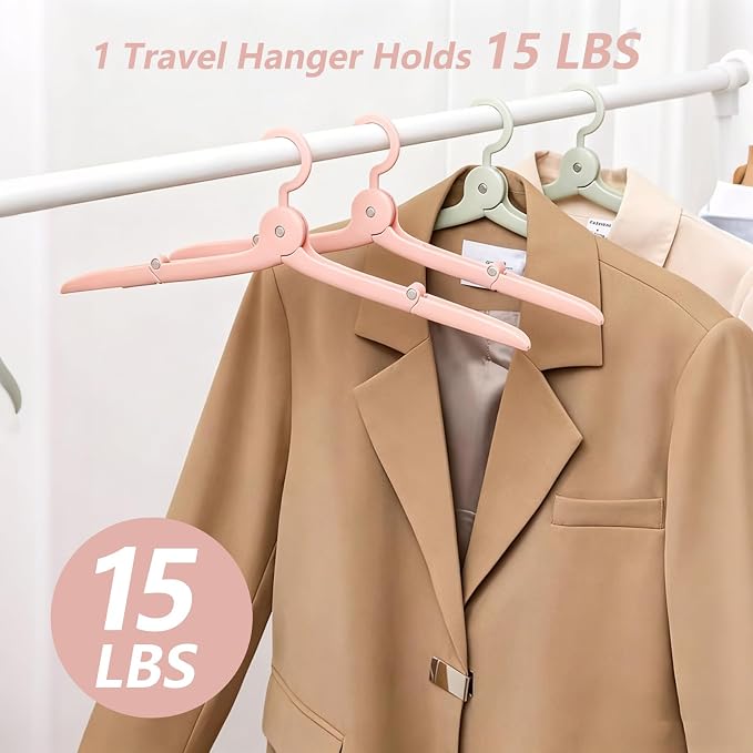 SALLO Foldable Travel Hangers 6 Pack – Portable Collapsible Clothes Hangers for Suitcase, Cruise, Hotel & Camping – Space Saving Lightweight Design