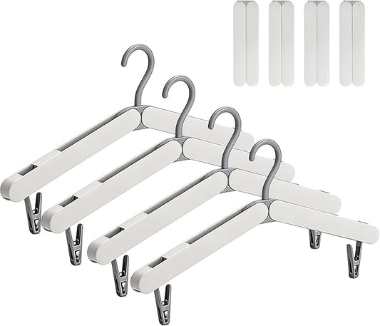 SALLO Foldable Travel Hangers with Clips, 4, Beige | Compact & Portable, For Suitcase, Hotel, Cruise, Space Saving, Wrinkle-Free, Lightweight & Durable
