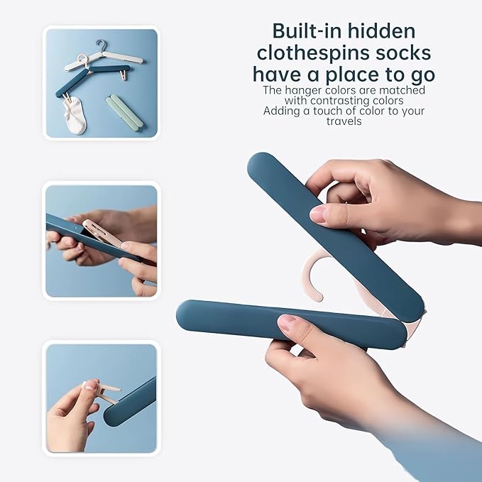 4 Pack Travel Hangers,Foldable Hangers,with Hidden Clips,Lightweight and Portable,Space Saving,Suitable for Skirts, Pants,Suits, Jackets, etc (Green)