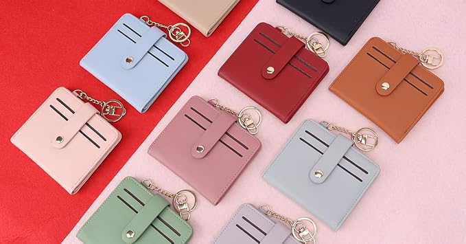Airkit Small Wallets Woman RFID Blocking Leather Credit Card Holder - with ID Window - Card Wallets for Women - with Zipper Coin Purse - Keychain Wallet