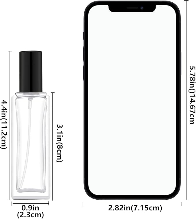 30 ml Glass Spray Bottle, 1 oz Perfume Bottles Empty, Glass Atomizer, Small Travel Atomizer Bottle Refillable (6 PCS, Black)