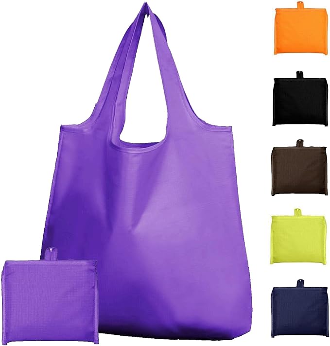 Foldable Reusable Grocery Bags – Heavy Duty 6 Pack with Handles | XL Tote for Women & Men, Market, Travel, Storage