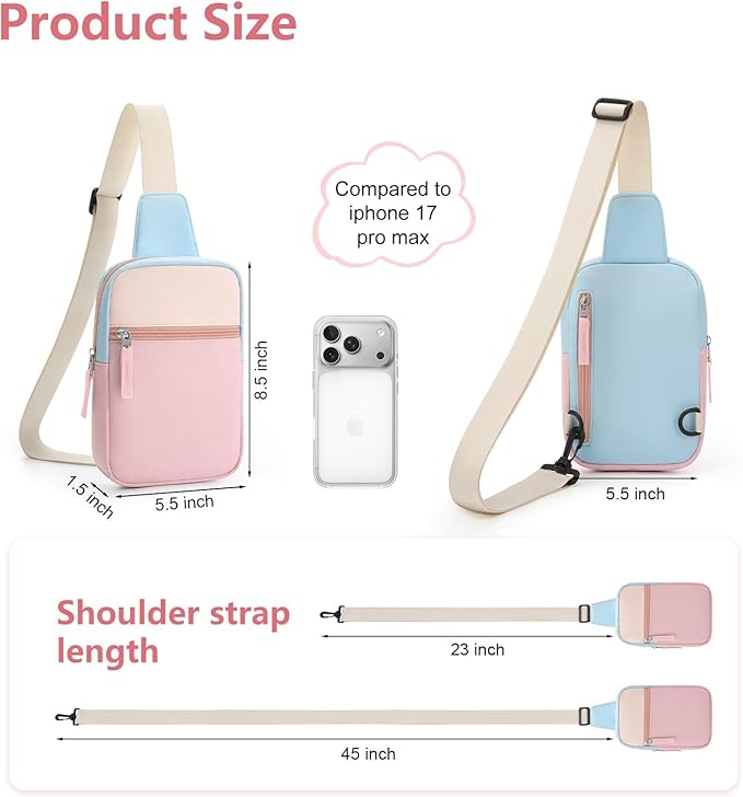 Birthday Gifts for 8 9 10 11 12 Year Old Teens Girls Kids, Fanny Pack Crossbody Bag Sling Belt Bags Purse, Dorm Travel Essentials for Girls Fashion, Preppy Tween Teen Girl Gift Trendy Stuff