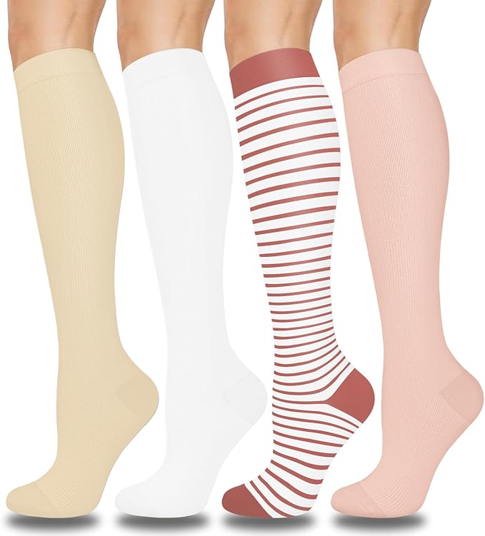 Aoliks Compression Socks for Women & Men 4 Pairs, Best Support for Nurses Running Travel