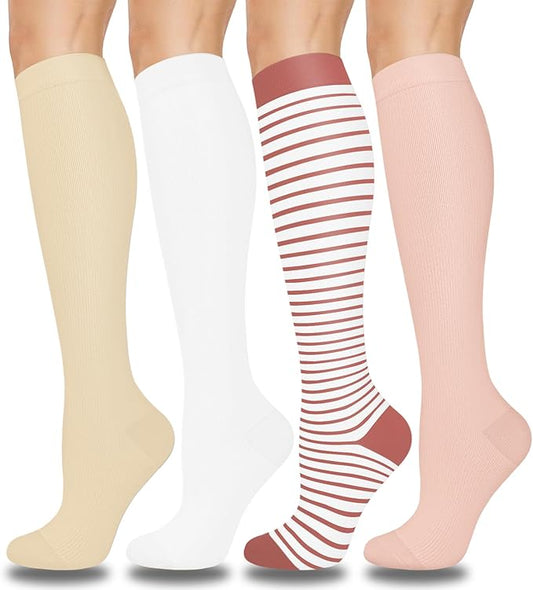 Aoliks Compression Socks for Women & Men 4 Pairs, Best Support for Nurses Running Travel